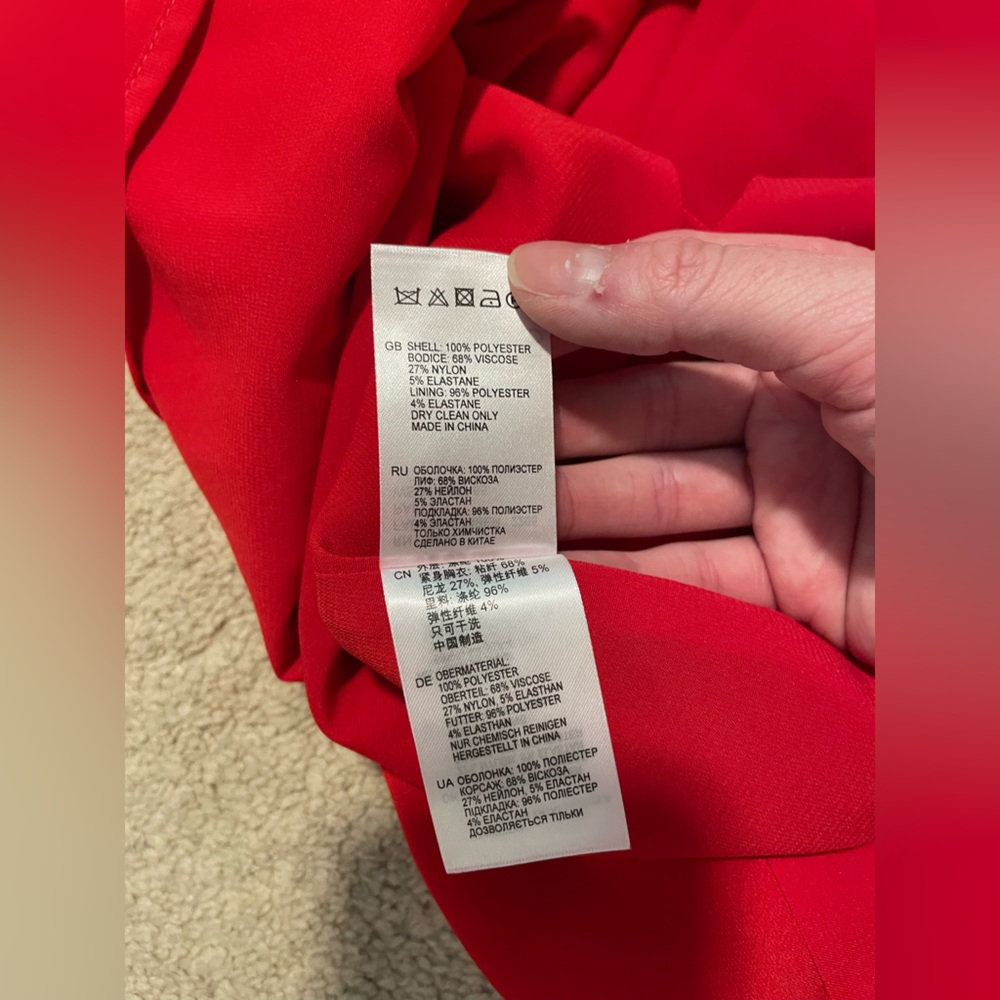 Reiss Red Rum Raffy Ruffle Dress Size 10 - Picture 10 of 10